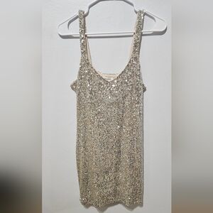 Nwt Maurices Eyeshadow White Silver Sequins Spaghetti Straps Party Dress XS B10